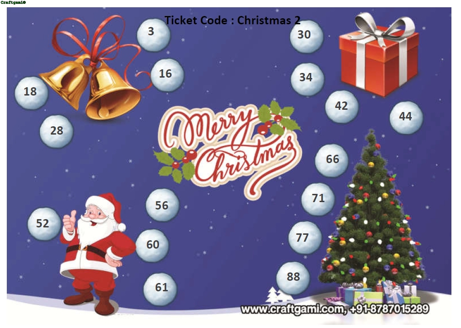 christmas theme housie ticket (24 tickets) - craftgami